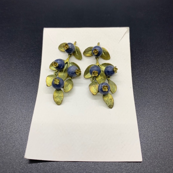 Blueberry Drop Post Earrings by Michael Michaud - Picture 2 of 4
